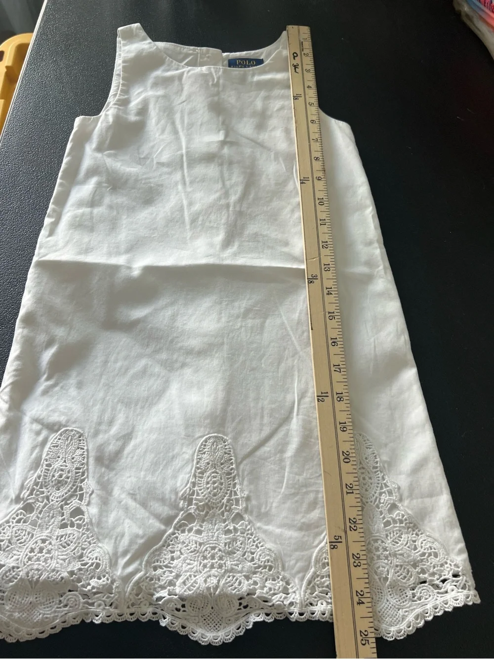 Polo Ralph Lauren Girls 6 White Lace Hem Cotton Dress